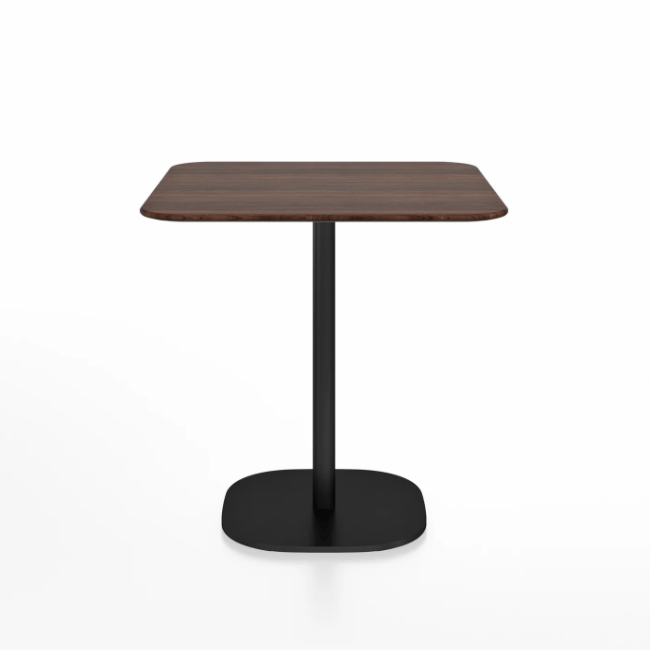 Emeco 2 Inch Flat Base Cafe Table - Square Top Coffee table Emeco Table Top 30&quot; Black Powder Coated Aluminum Walnut Wood