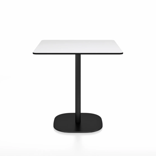 Emeco 2 Inch Flat Base Cafe Table - Square Top Coffee table Emeco Table Top 30&quot; Black Powder Coated Aluminum White HPL
