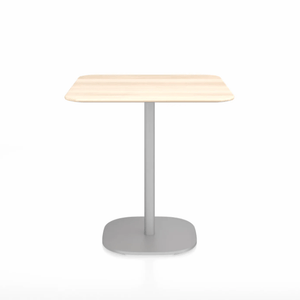 Emeco 2 Inch Flat Base Cafe Table - Square Top Coffee table Emeco Table Top 30" Hand Brushed Aluminum Accoya Wood