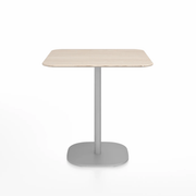 Emeco 2 Inch Flat Base Cafe Table - Square Top Coffee table Emeco Table Top 30" Hand Brushed Aluminum Ash Wood