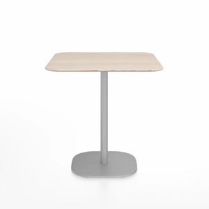 Emeco 2 Inch Flat Base Cafe Table - Square Top Coffee table Emeco Table Top 30" Hand Brushed Aluminum Ash Wood