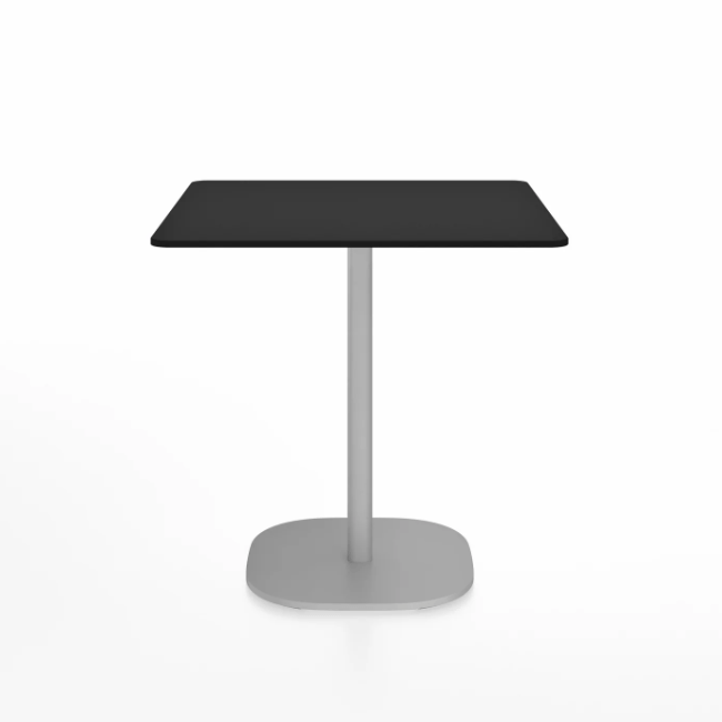 Emeco 2 Inch Flat Base Cafe Table - Square Top Coffee table Emeco Table Top 30&quot; Hand Brushed Aluminum Black HPL