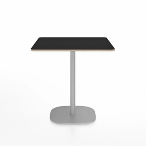 Emeco 2 Inch Flat Base Cafe Table - Square Top Coffee table Emeco Table Top 30" Hand Brushed Aluminum Black Laminate Plywood
