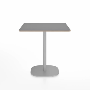 Emeco 2 Inch Flat Base Cafe Table - Square Top Coffee table Emeco Table Top 30" Hand Brushed Aluminum Gray Laminate Plywood