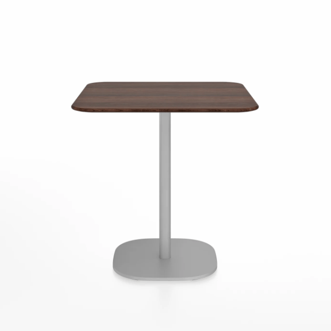 Emeco 2 Inch Flat Base Cafe Table - Square Top Coffee table Emeco Table Top 30&quot; Hand Brushed Aluminum Walnut Wood