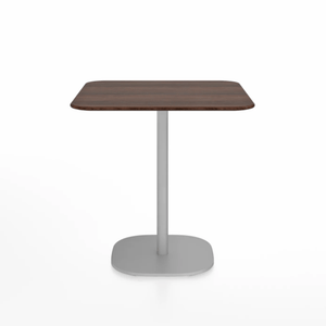 Emeco 2 Inch Flat Base Cafe Table - Square Top Coffee table Emeco Table Top 30" Hand Brushed Aluminum Walnut Wood