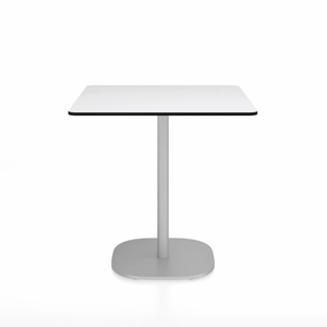 Emeco 2 Inch Flat Base Cafe Table - Square Top Coffee table Emeco Table Top 30" Hand Brushed Aluminum White HPL
