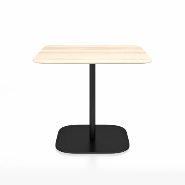 Emeco 2 Inch Flat Base Cafe Table - Square Top Coffee table Emeco Table Top 36" Black Powder Coated Aluminum Accoya Wood