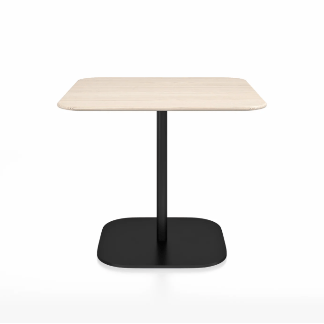 Emeco 2 Inch Flat Base Cafe Table - Square Top Coffee table Emeco Table Top 36&quot; Black Powder Coated Aluminum Ash Wood