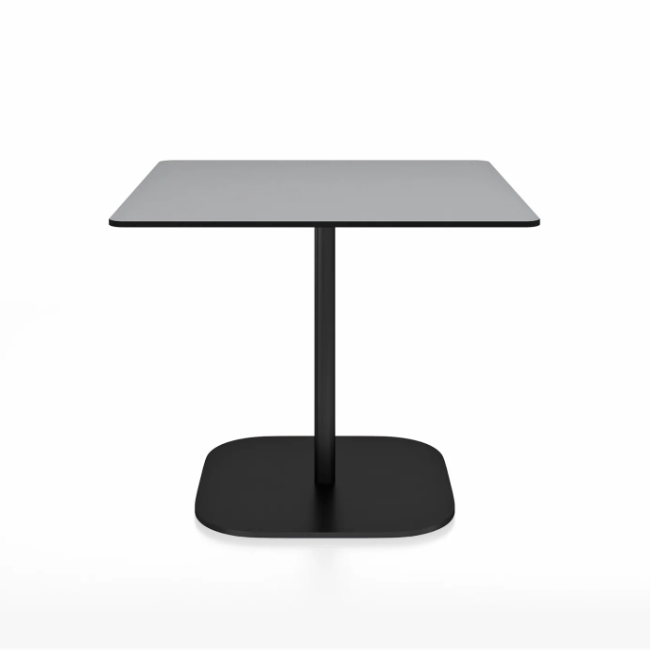 Emeco 2 Inch Flat Base Cafe Table - Square Top Coffee table Emeco Table Top 36" Black Powder Coated Aluminum Gray HPL