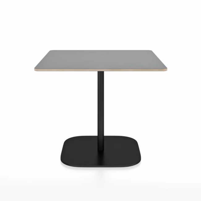 Emeco 2 Inch Flat Base Cafe Table - Square Top Coffee table Emeco Table Top 36&quot; Hand Brushed Aluminum Gray Laminate Plywood
