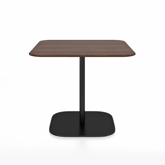Emeco 2 Inch Flat Base Cafe Table - Square Top Coffee table Emeco Table Top 36&quot; Black Powder Coated Aluminum Walnut Wood