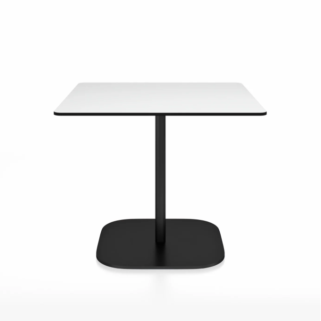 Emeco 2 Inch Flat Base Cafe Table - Square Top Coffee table Emeco Table Top 36" Black Powder Coated Aluminum White HPL