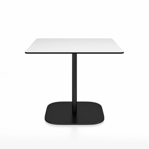 Emeco 2 Inch Flat Base Cafe Table - Square Top Coffee table Emeco Table Top 36" Black Powder Coated Aluminum White HPL
