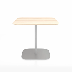 Emeco 2 Inch Flat Base Cafe Table - Square Top Coffee table Emeco Table Top 36" Hand Brushed Aluminum Accoya Wood