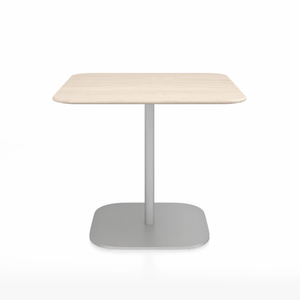 Emeco 2 Inch Flat Base Cafe Table - Square Top Coffee table Emeco Table Top 36" Hand Brushed Aluminum Ash Wood