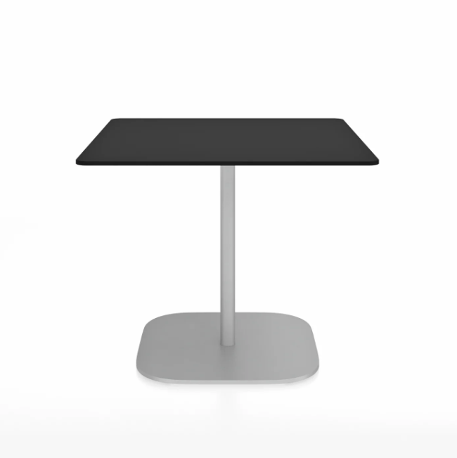Emeco 2 Inch Flat Base Cafe Table - Square Top Coffee table Emeco Table Top 36&quot; Hand Brushed Aluminum Black HPL