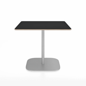 Emeco 2 Inch Flat Base Cafe Table - Square Top Coffee table Emeco Table Top 36" Hand Brushed Aluminum Black Laminate Plywood