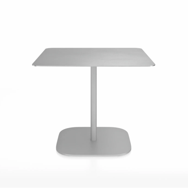 Emeco 2 Inch Flat Base Cafe Table - Square Top Coffee table Emeco Table Top 36&quot; Hand Brushed Aluminum Hand Brushed Aluminum