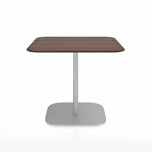 Emeco 2 Inch Flat Base Cafe Table - Square Top Coffee table Emeco Table Top 36" Hand Brushed Aluminum Walnut Wood