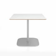 Emeco 2 Inch Flat Base Cafe Table - Square Top Coffee table Emeco Table Top 36" Hand Brushed Aluminum White Laminate Plywood