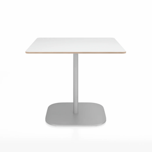 Emeco 2 Inch Flat Base Cafe Table - Square Top Coffee table Emeco Table Top 36" Hand Brushed Aluminum White Laminate Plywood