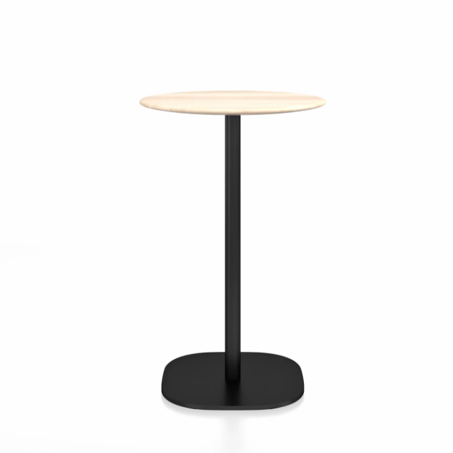 Emeco 2 Inch Flat Base Counter Height Table - Round Top Coffee table Emeco Table Top 24&quot; Black Powder Coated Accoya Wood