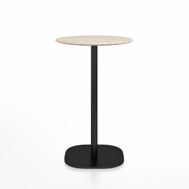 Emeco 2 Inch Flat Base Counter Height Table - Round Top Coffee table Emeco Table Top 24" Black Powder Coated Ash Wood