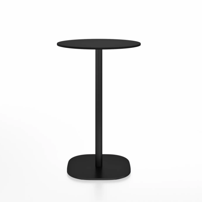 Emeco 2 Inch Flat Base Counter Height Table - Round Top Coffee table Emeco Table Top 24&quot; Black Powder Coated Black HPL