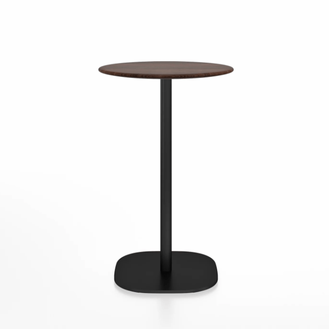 Emeco 2 Inch Flat Base Counter Height Table - Round Top Coffee table Emeco Table Top 24&quot; Black Powder Coated Walnut Wood