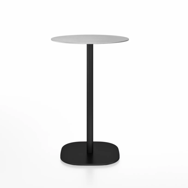 Emeco 2 Inch Flat Base Counter Height Table - Round Top Coffee table Emeco Table Top 24" Black Powder Coated Hand Brushed Aluminum