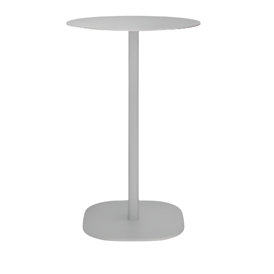 Emeco 2 Inch Flat Base Counter Height Table - Round Top Coffee table Emeco Table Top 24&quot; Hand Brushed Hand Brushed Aluminum