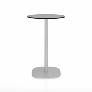 Emeco 2 Inch Flat Base Counter Height Table - Round Top Coffee table Emeco Table Top 24" Hand Brushed Gray HPL