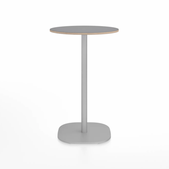 Emeco 2 Inch Flat Base Counter Height Table - Round Top Coffee table Emeco Table Top 24&quot; Hand Brushed Gray Laminate Plywood