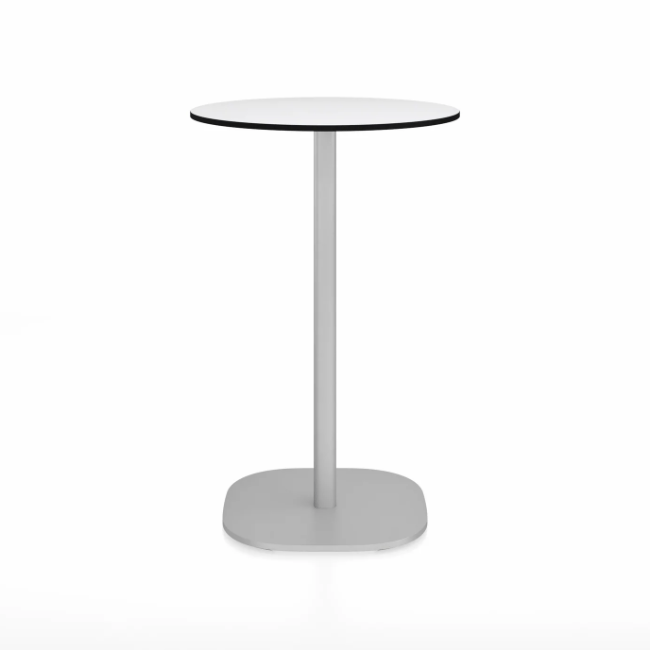 Emeco 2 Inch Flat Base Counter Height Table - Round Top Coffee table Emeco Table Top 24&quot; Hand Brushed White HPL