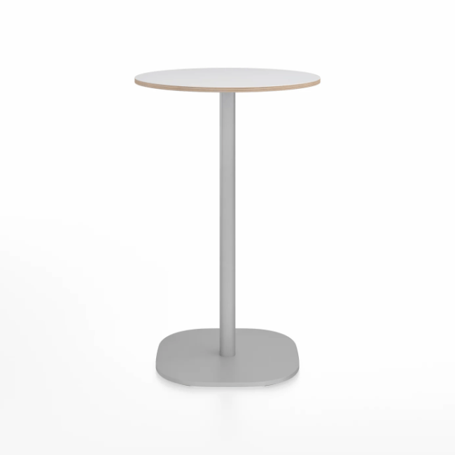 Emeco 2 Inch Flat Base Counter Height Table - Round Top Coffee table Emeco Table Top 24&quot; Hand Brushed White Laminate Plywood