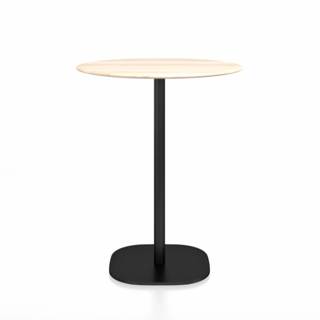 Emeco 2 Inch Flat Base Counter Height Table - Round Top Coffee table Emeco Table Top 30&quot; Black Powder Coated Accoya Wood
