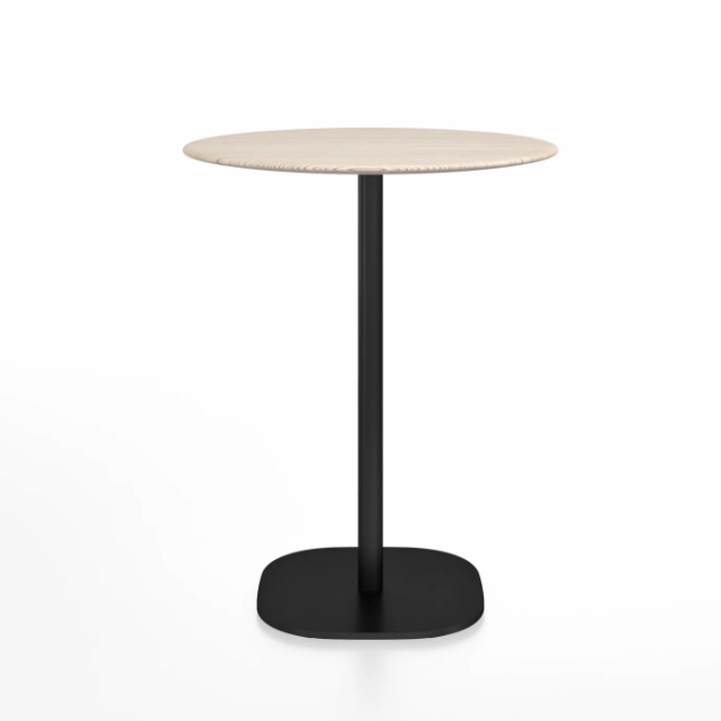 Emeco 2 Inch Flat Base Counter Height Table - Round Top Coffee table Emeco Table Top 30&quot; Black Powder Coated Ash Wood