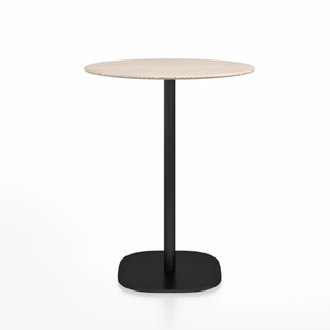 Emeco 2 Inch Flat Base Counter Height Table - Round Top Coffee table Emeco Table Top 30" Black Powder Coated Ash Wood