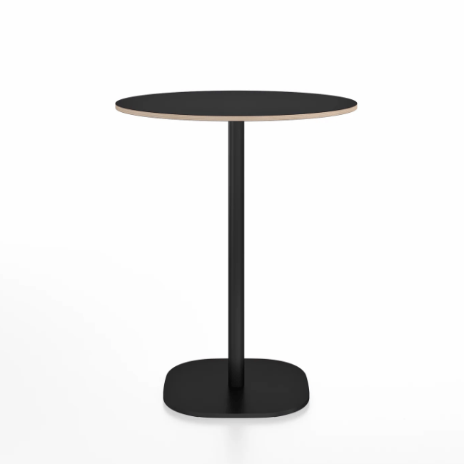 Emeco 2 Inch Flat Base Counter Height Table - Round Top Coffee table Emeco Table Top 30&quot; Black Powder Coated Black Laminate Plywood