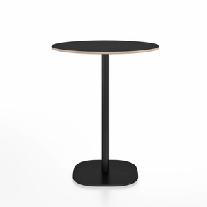 Emeco 2 Inch Flat Base Counter Height Table - Round Top Coffee table Emeco Table Top 30" Black Powder Coated Black Laminate Plywood