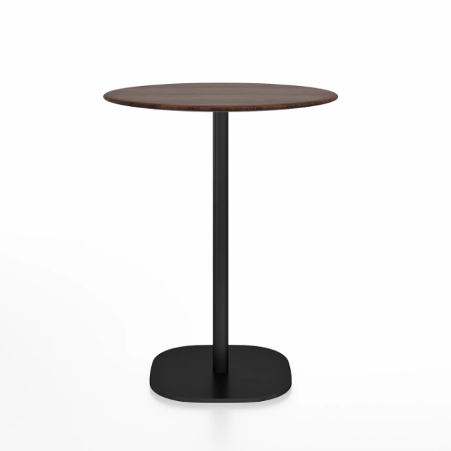 Emeco 2 Inch Flat Base Counter Height Table - Round Top Coffee table Emeco Table Top 30&quot; Black Powder Coated Walnut Wood
