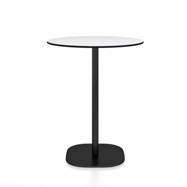 Emeco 2 Inch Flat Base Counter Height Table - Round Top Coffee table Emeco Table Top 30" Black Powder Coated White HPL