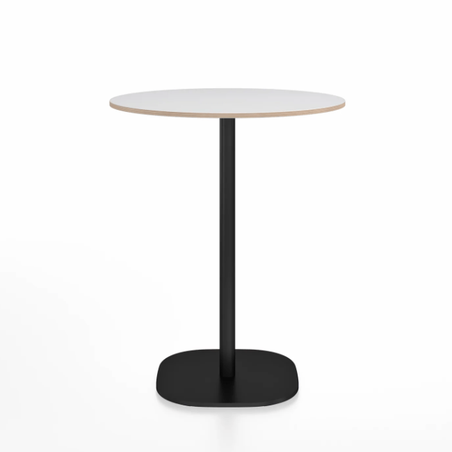 Emeco 2 Inch Flat Base Counter Height Table - Round Top Coffee table Emeco Table Top 30" Black Powder Coated White Laminate Plywood