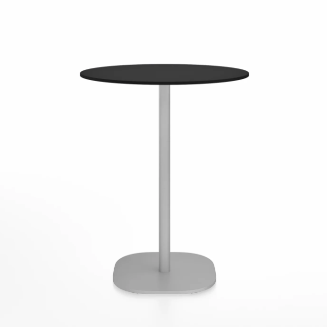 Emeco 2 Inch Flat Base Counter Height Table - Round Top Coffee table Emeco Table Top 30" Hand Brushed Black HPL