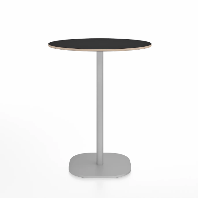 Emeco 2 Inch Flat Base Counter Height Table - Round Top Coffee table Emeco Table Top 30&quot; Hand Brushed Black Laminate Plywood