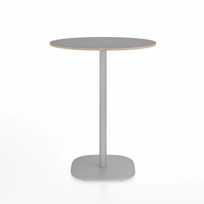 Emeco 2 Inch Flat Base Counter Height Table - Round Top Coffee table Emeco Table Top 30" Hand Brushed Gray Laminate Plywood