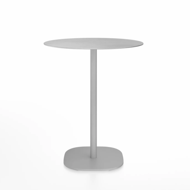 Emeco 2 Inch Flat Base Counter Height Table - Round Top Coffee table Emeco Table Top 30" Hand Brushed Hand Brushed Aluminum