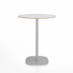 Emeco 2 Inch Flat Base Counter Height Table - Round Top Coffee table Emeco Table Top 30" Hand Brushed White Laminate Plywood
