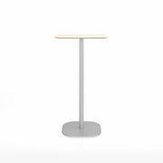 Emeco 2 Inch Flat Base Bar Height Table - Square Top Coffee table Emeco Table Top 24" Brushed Aluminum Accoya Wood